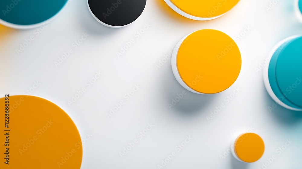 Vibrant teal orange circles playfully arranged on white background. AI Generated Vibrant teal orange circles playfully arranged on white background. AI Generated