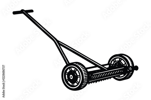 Reel Mower vector style silhouette art design.eps