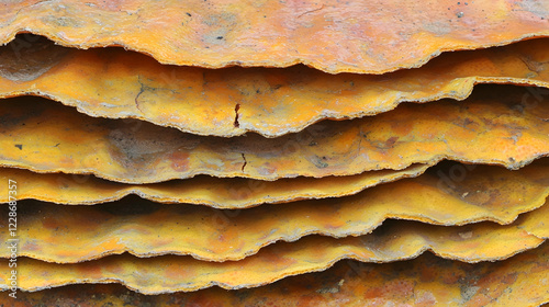 Wallpaper Mural Yellow shelf fungus layers close-up, forest background, nature texture, design element Torontodigital.ca