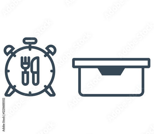 Lunch Box with editable stroke stock illustration
