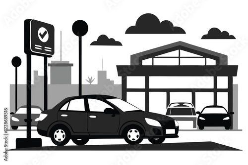 vector illustration of a car with parking lot