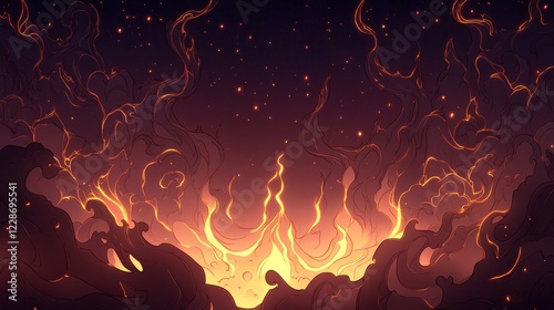 Wallpaper Mural Fiery Inferno Abstract Burning Emberscape Illustration Torontodigital.ca