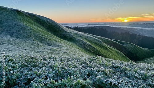 Green Leaves Frost Background
