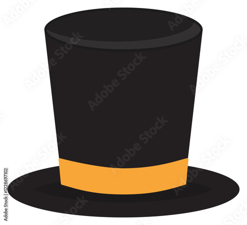 Retro top hat flat vector icon on white background isolated on white background.