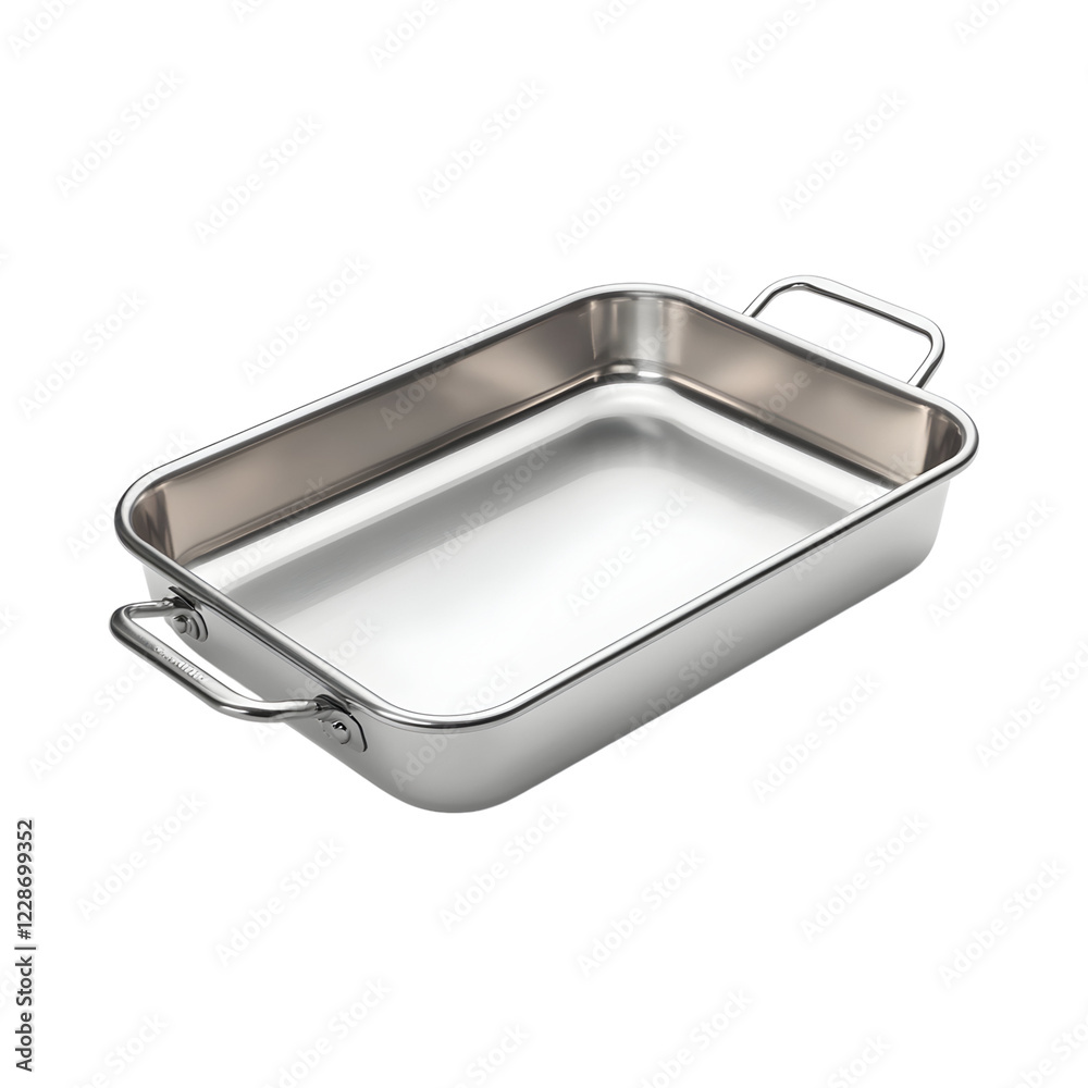 Durable Stainless Steel Roasting Pan with Handle Isolated on Transparent Background Durable Stainless Steel Roasting Pan with Handle Isolated on Transparent Background