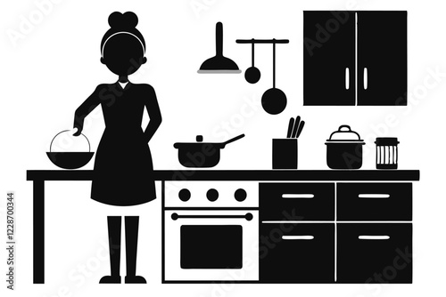 Kitchen Interior Vector Silhouette