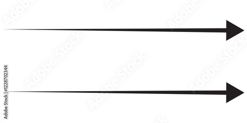 Long arrow. Black and Red arrow pointing Right and Left. Bold and Thine long arrow. Vector illustration.