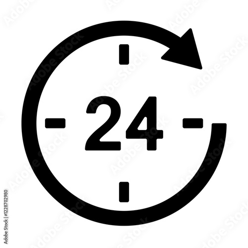 Open 24, twenty four hour icon vector for graphic design, logo, web site, social media, mobile app, ui illustration