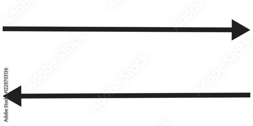 Long arrow icon isolated. Long arrow vector, icon. Red, Black and Blue horizontal arrow. Right and Left long arrow vector icon.