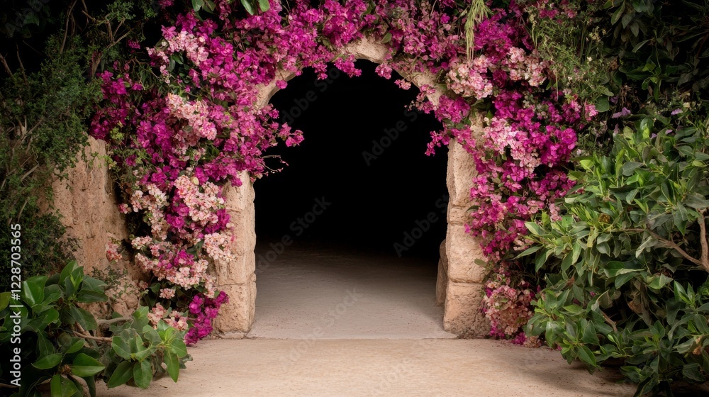 Fototapeta premium Floral Archway Entrance Secret Garden Pathway