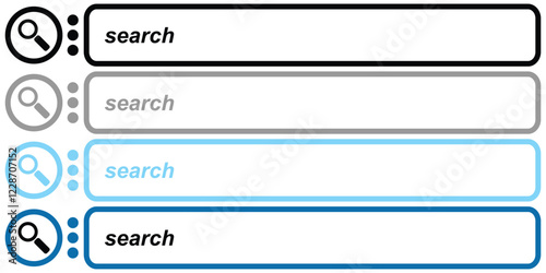 Search bar icons.Internet browser search engine. Search bar for ui. Blank search bar icon. Collection of search box or search bar templates vector illustrator.