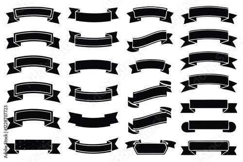 set of banners with ribbons