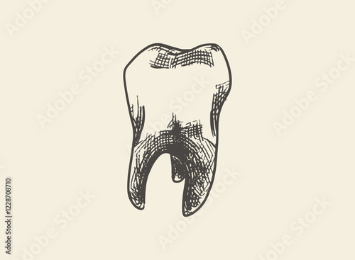Illustration of an Human Tooth Molar Hand Drawn