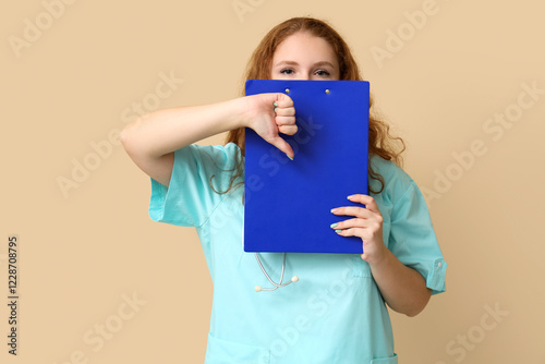 Female doctor with clipboar...