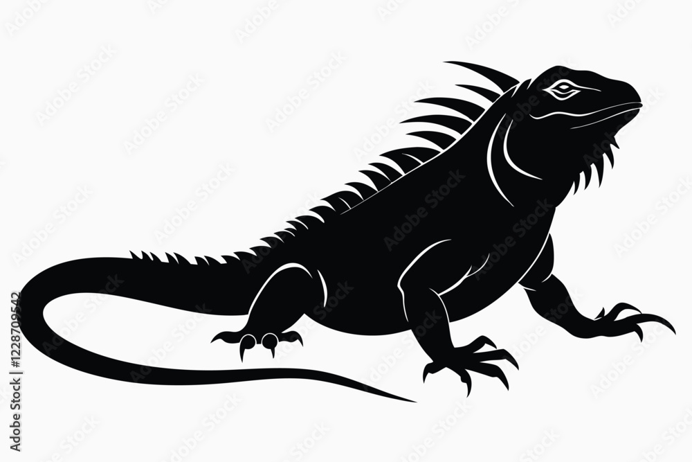 Fototapeta premium Iguana silhouette vector illustration set on a white background