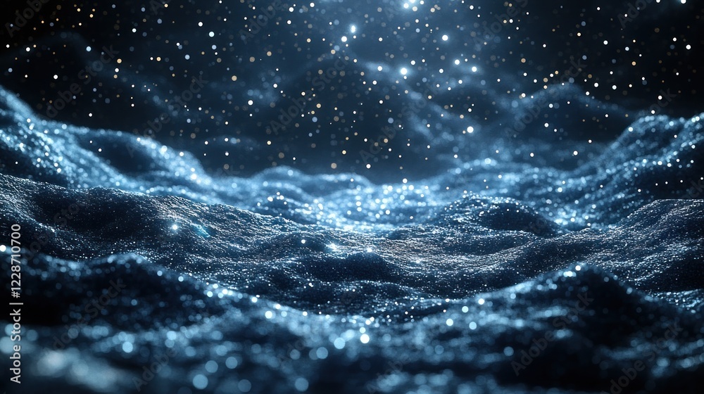 Glittering cosmic landscape, digital art Glittering cosmic landscape, digital art