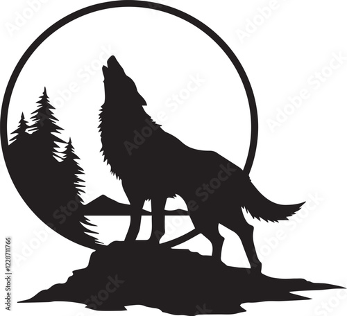 Wolf silhouette vector wolf roar eps wolf crew wolf pack wolf dangerous vector