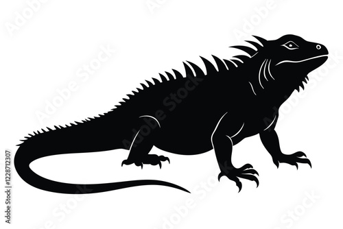 iguana silhouette vector art and illustration