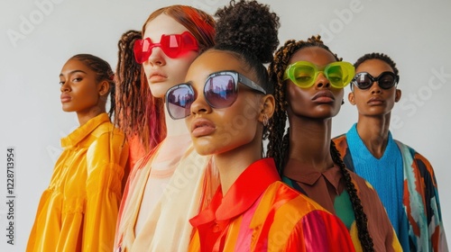 Fashion forward stylish sunglasses showcase urban studio fashion photography bright environment close-up view modern trends