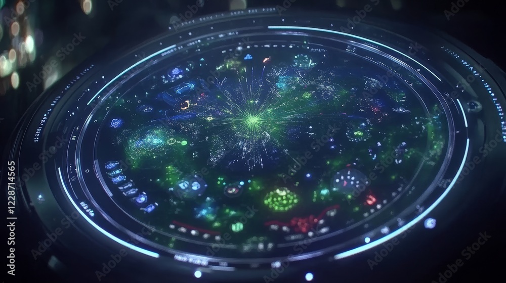 Futuristic Circular Data Visualization Display Futuristic Circular Data Visualization Display