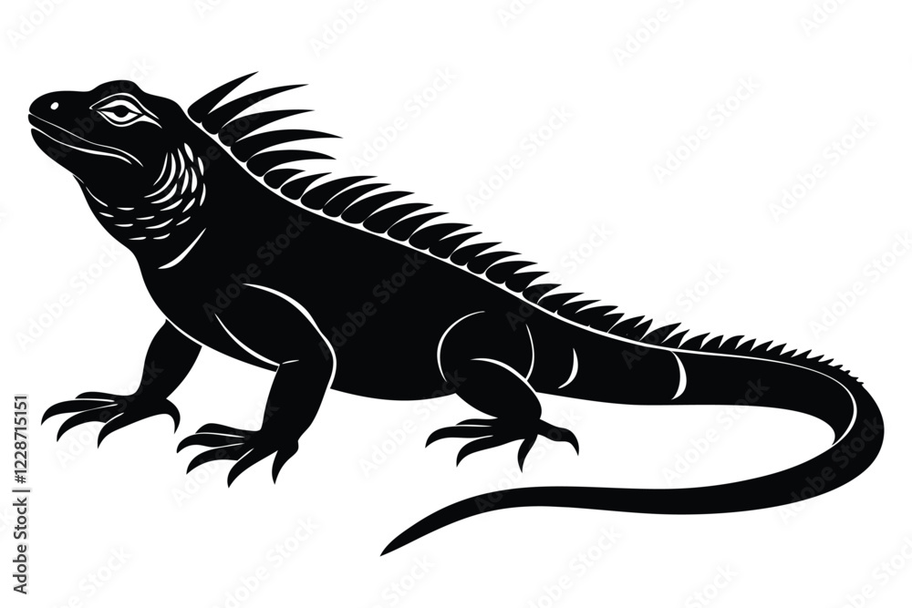 Iguana silhouette set collection isolated black on white background vector illustration Iguana silhouette set collection isolated black on white background vector illustration