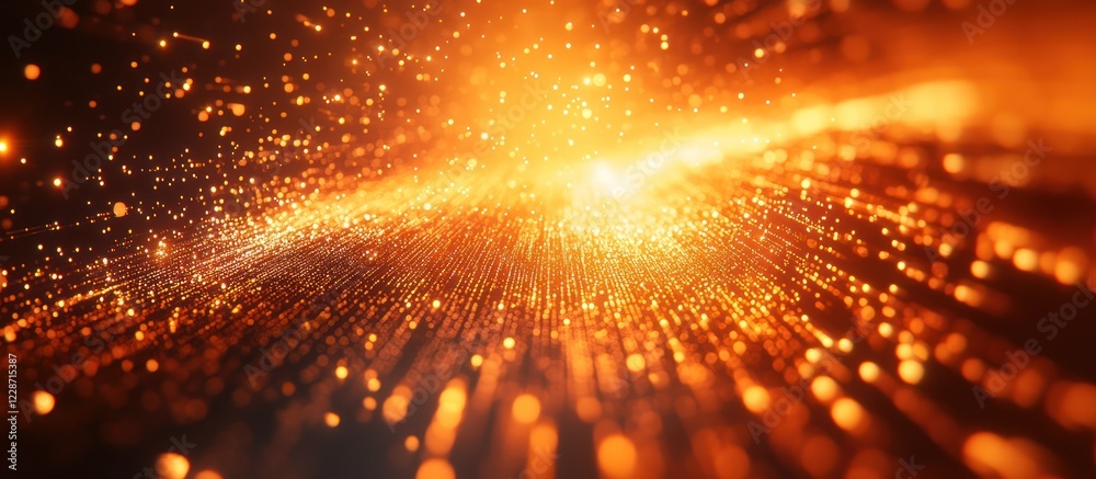 Obraz premium Abstract orange glowing particles background.
