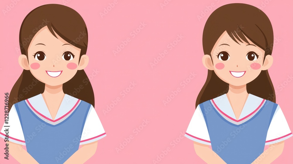 Girl, hairstyle, comparison, before after, pink background, beauty Girl, hairstyle, comparison, before after, pink background, beauty