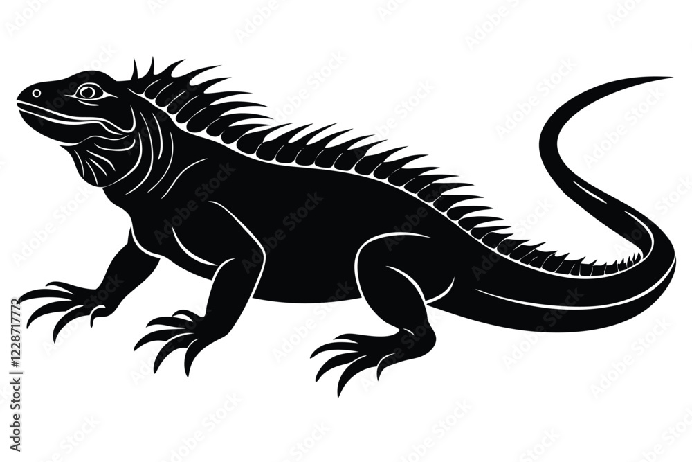Iguana black and white illustration isolated on white background Iguana black and white illustration isolated on white background