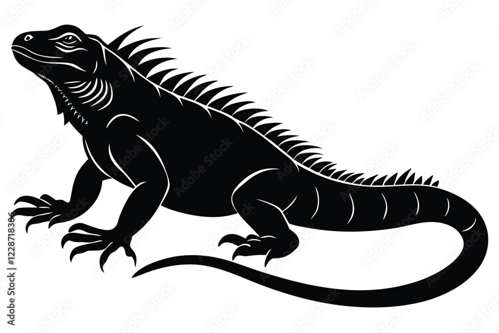 Iguana black and white illustration isolated on white background Iguana black and white illustration isolated on white background