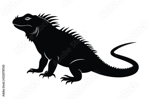 Iguana black Silhouette Vector