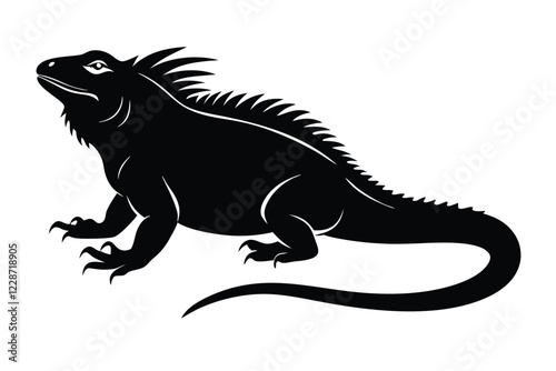 Iguana black Silhouette Vector