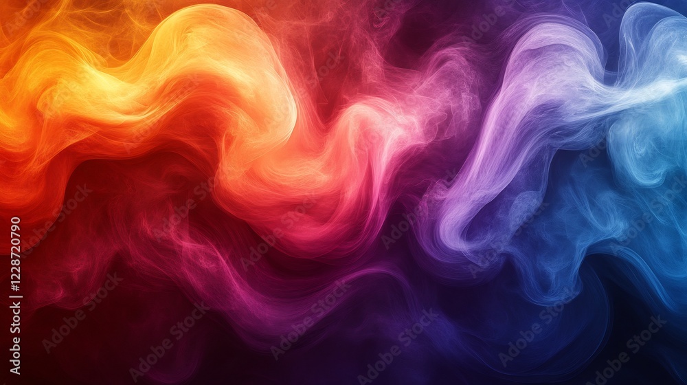 Obraz premium Abstract swirling smoke art vibrant red orange blue hues. AI Generated