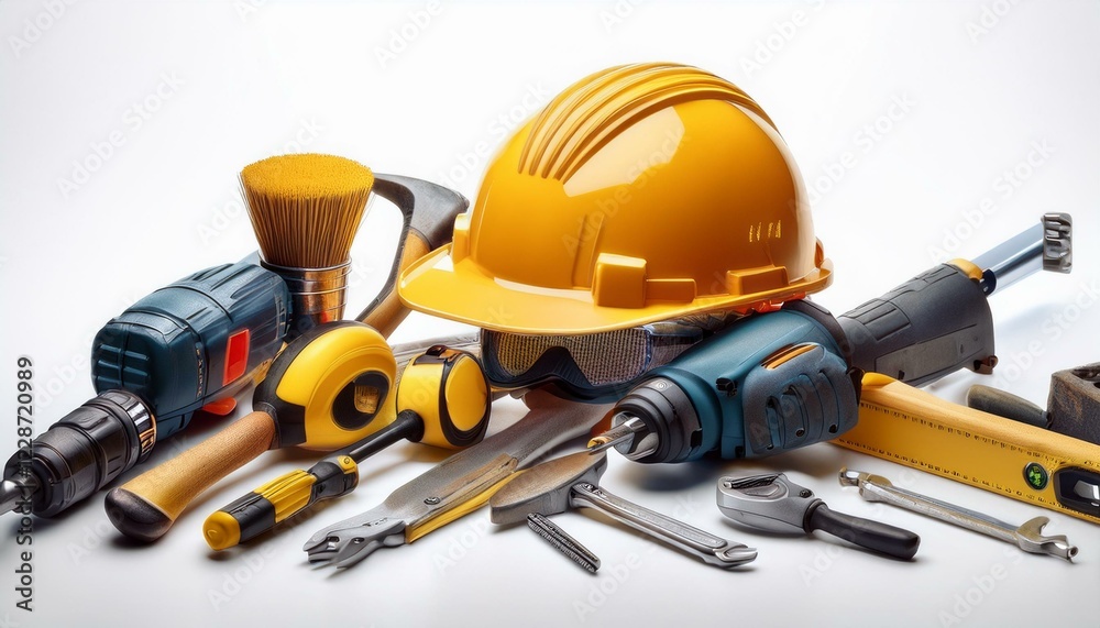 Set of construction tools isolated on white back ground Set of construction tools isolated on white back ground
