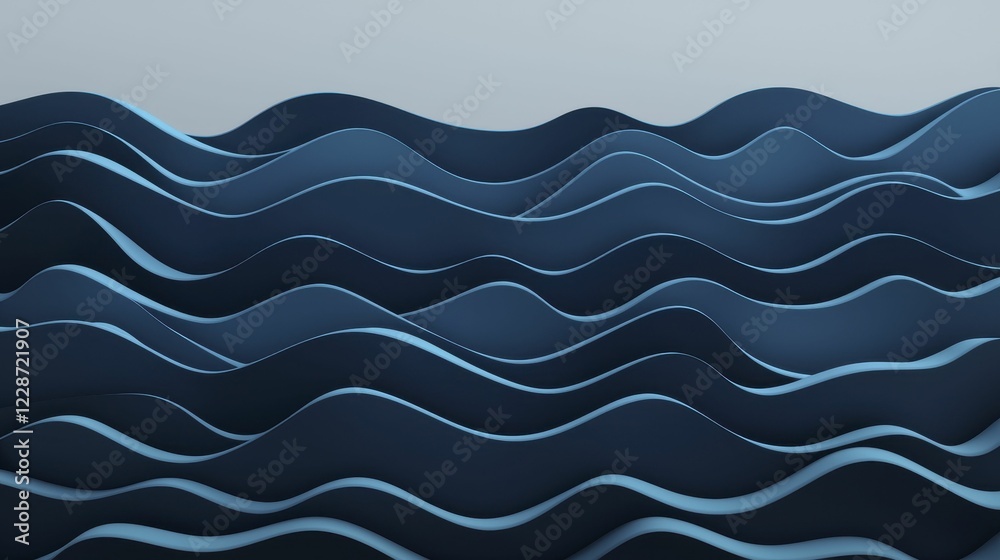 A serene abstract representation of layered waves in varying shades of blue, evoking a sense of calm and tranquility. A serene abstract representation of layered waves in varying shades of blue, evoking a sense of calm and tranquility.