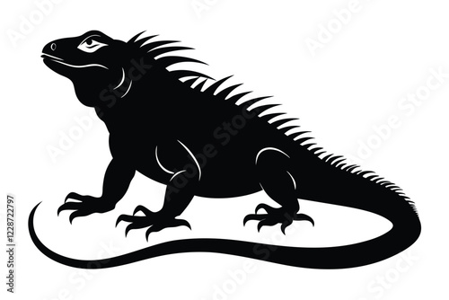 Iguana Clipart Silhouette isolated on a white background