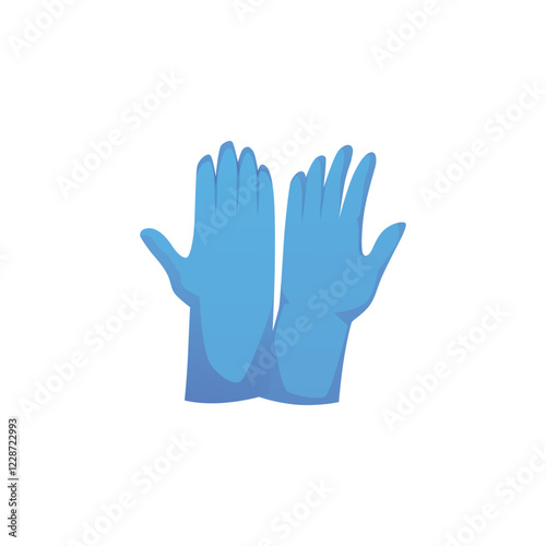 Pair of medical gloves flat vector icon, blue disposable nitrile gloves, personal protective equipment, hygiene concept