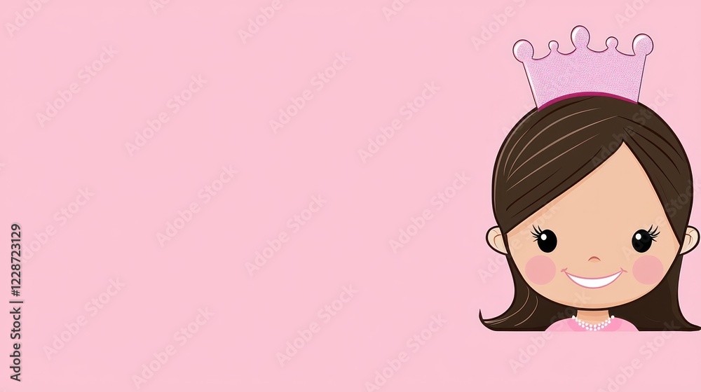 Girl Princess Crown Pink Background Card Girl Princess Crown Pink Background Card