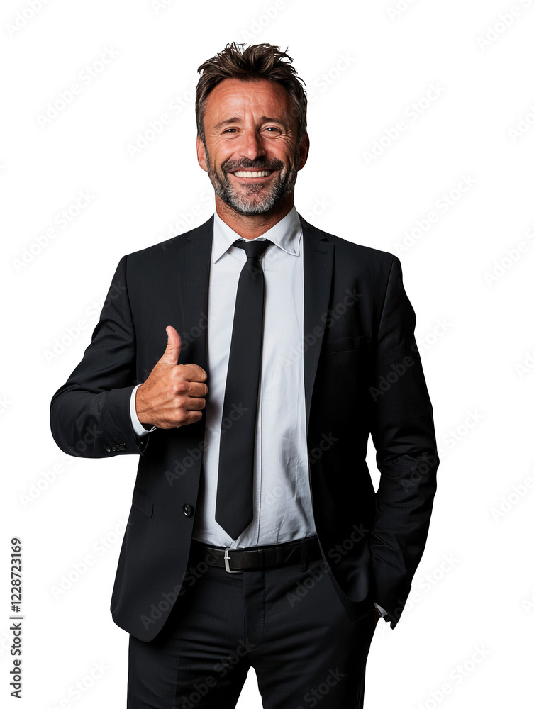 Confident businessman showing thumbs up in formal suit with smile Confident businessman showing thumbs up in formal suit with smile