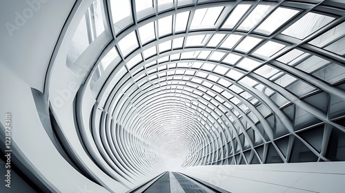 Wallpaper Mural Modern Architecture Featuring A Curving Glass And Steel Walkway Torontodigital.ca