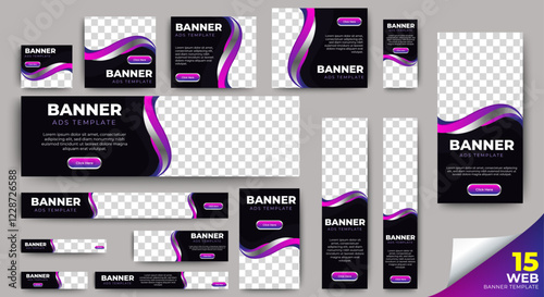 Professional ads banner template set design. Business web banner layout for cover, flyer, social media, background, poster, card. vector