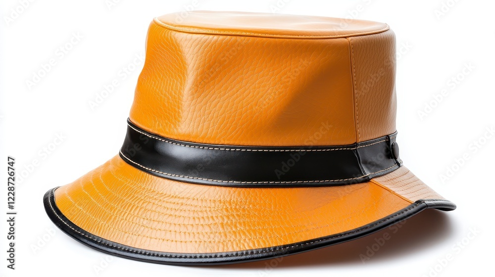 Mustard Yellow Bucket Hat with Black Band on White Background Mustard Yellow Bucket Hat with Black Band on White Background