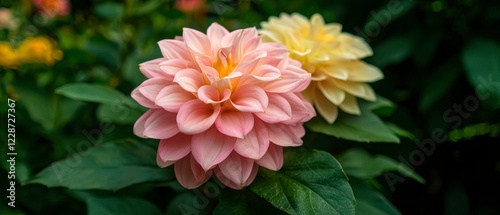 Pastel Dahlia Blossoms  Close up Floral Background