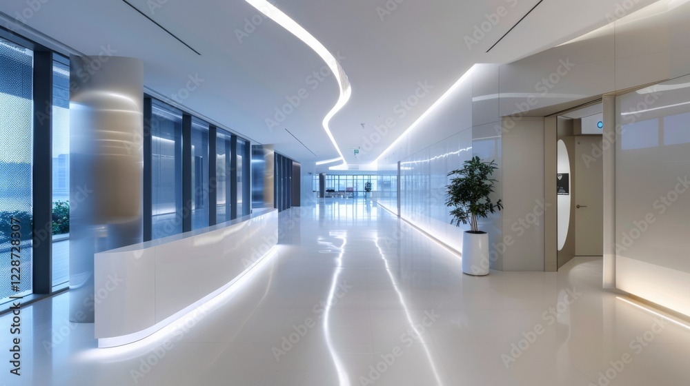 State-of-the-Art Hospital Corridor with Advanced Technology and Bright Lighting State-of-the-Art Hospital Corridor with Advanced Technology and Bright Lighting