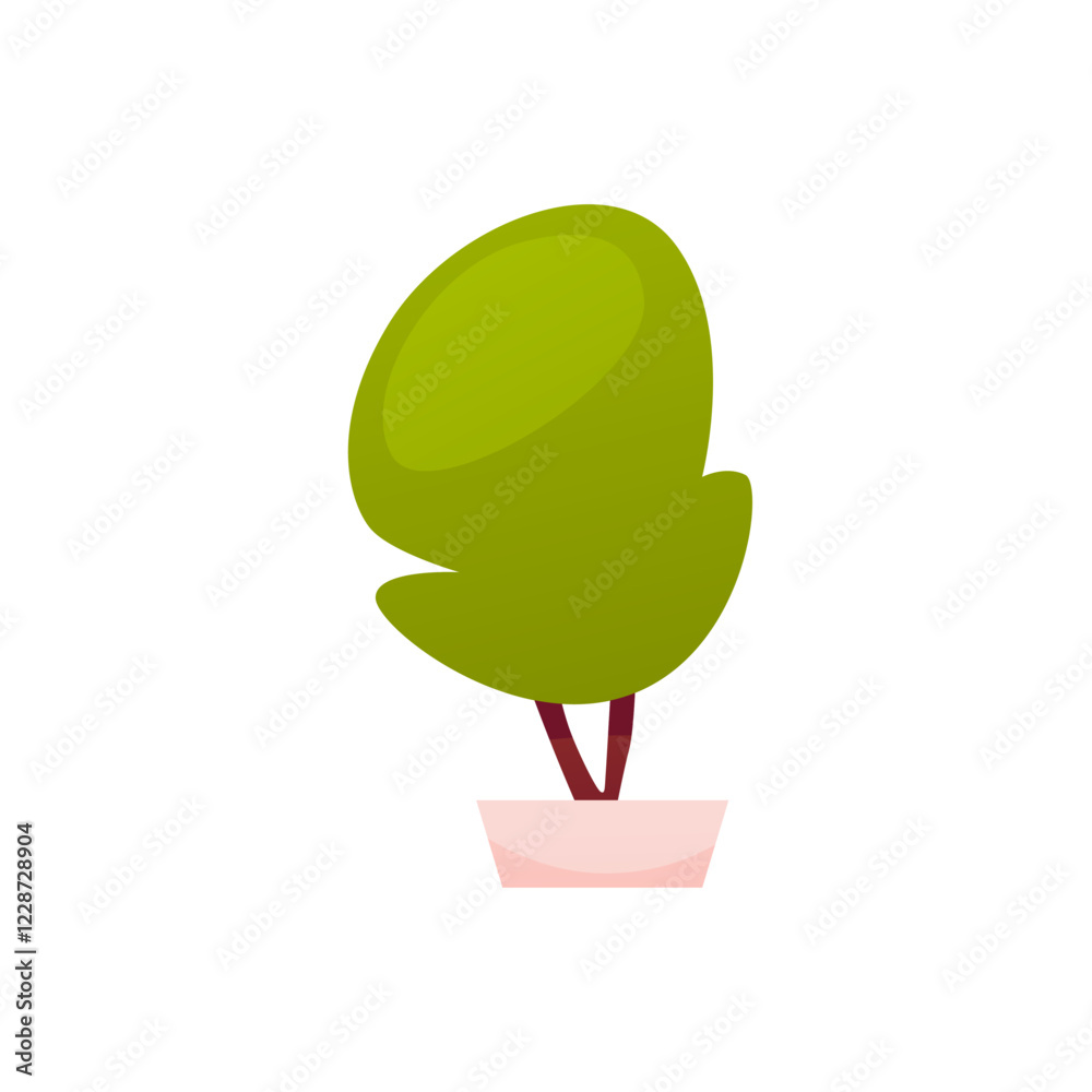 Vector illustration of a tree with green foliage on a platform.