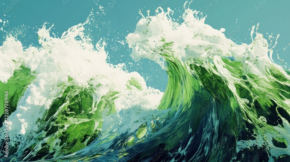 Ocean waves crashing, turquoise water, sunny sky, nature background, perfect for website header Ocean waves crashing, turquoise water, sunny sky, nature background, perfect for website header
