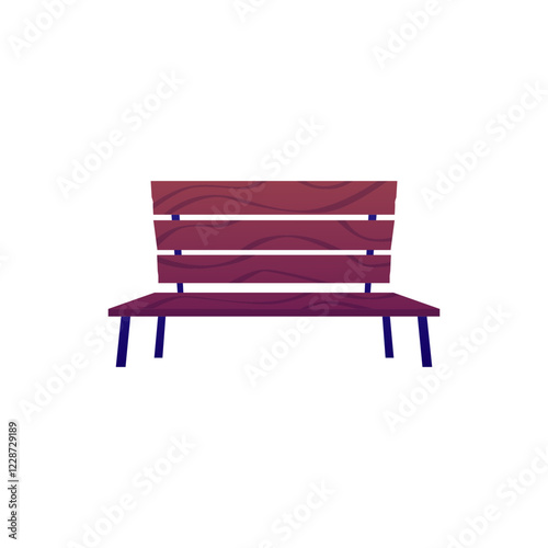 Vector illustration of wooden bench on isolated background.
