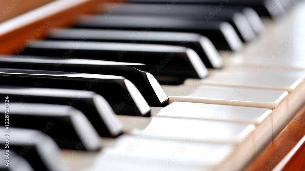 A close up of a piano keyboard with black and white keys A close up of a piano keyboard with black and white keys