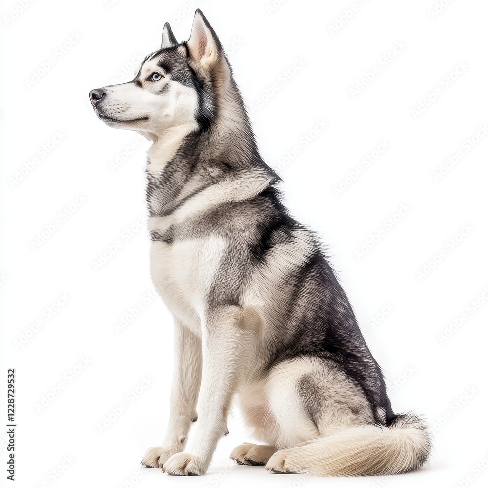 Confident Siberian Husky Sitting Elegantly with Poised Posture Confident Siberian Husky Sitting Elegantly with Poised Posture