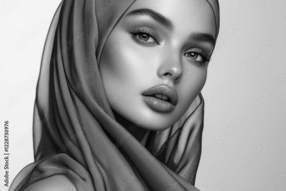 Elegant Woman Draped in Soft Sheer Fabric Elegant Woman Draped in Soft Sheer Fabric