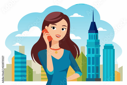 a beautiful girl talking over mobile phone